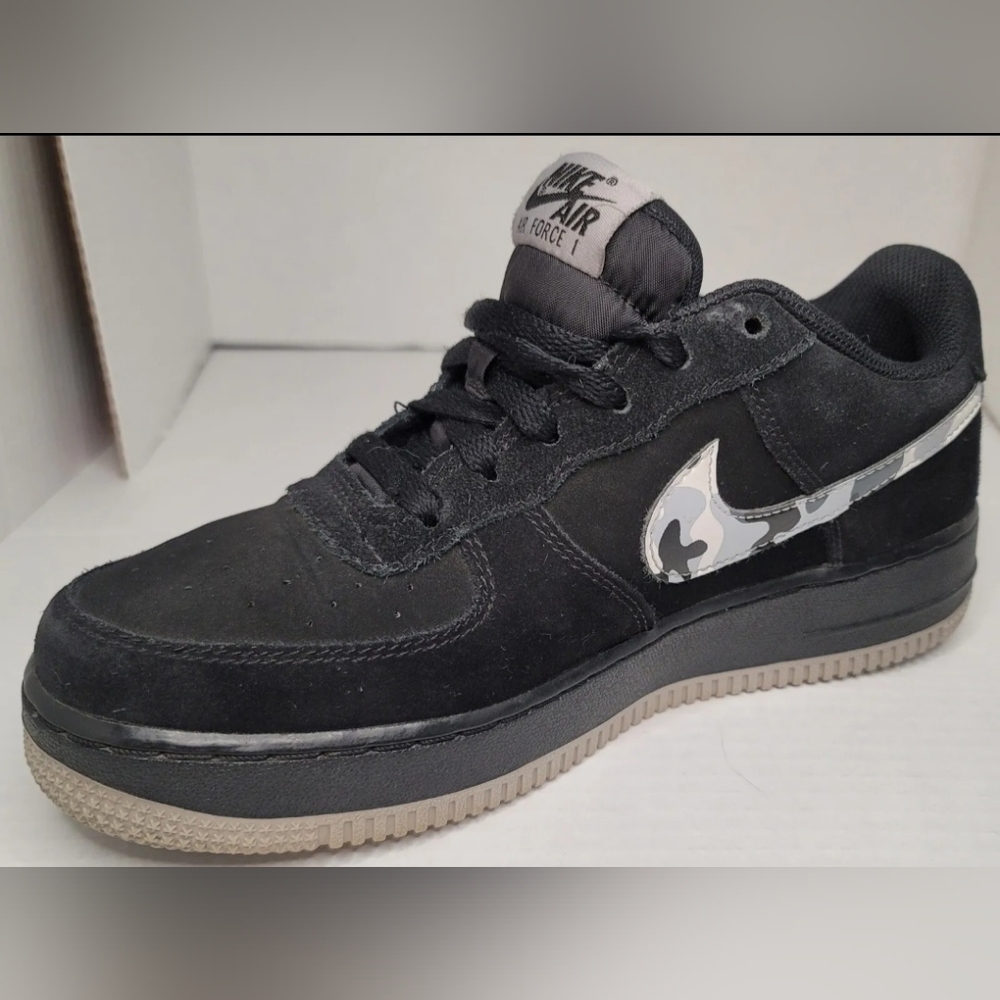 Nike Air Force 1 AF1 GS Black Wolf Camo Dark Grey 596728-052 6.5Y Women's 8.5